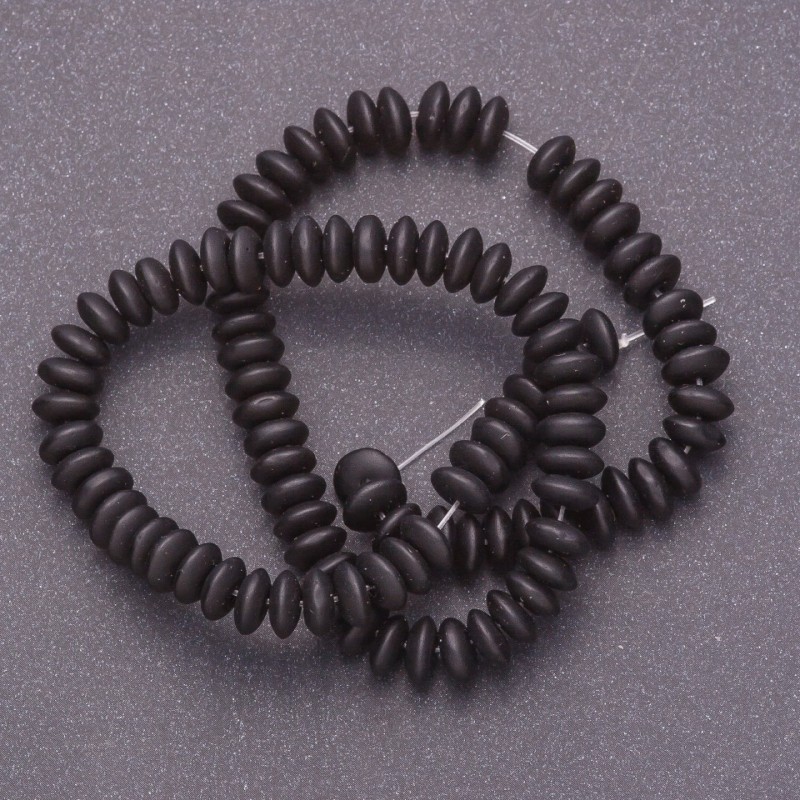 Shungite beads on a thread (im.) smooth rondel, diameter 10x4.5mm, length 38cm+-