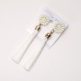 Tassel Earrings 'Chrysanthemums' White, 9 cm long