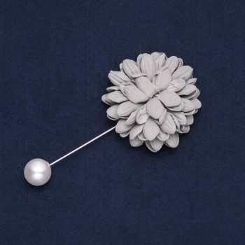 Discount! Fabric Flower Brooch-Pin 'Chrysanthemum', diameter 4 cm, length 9 cm