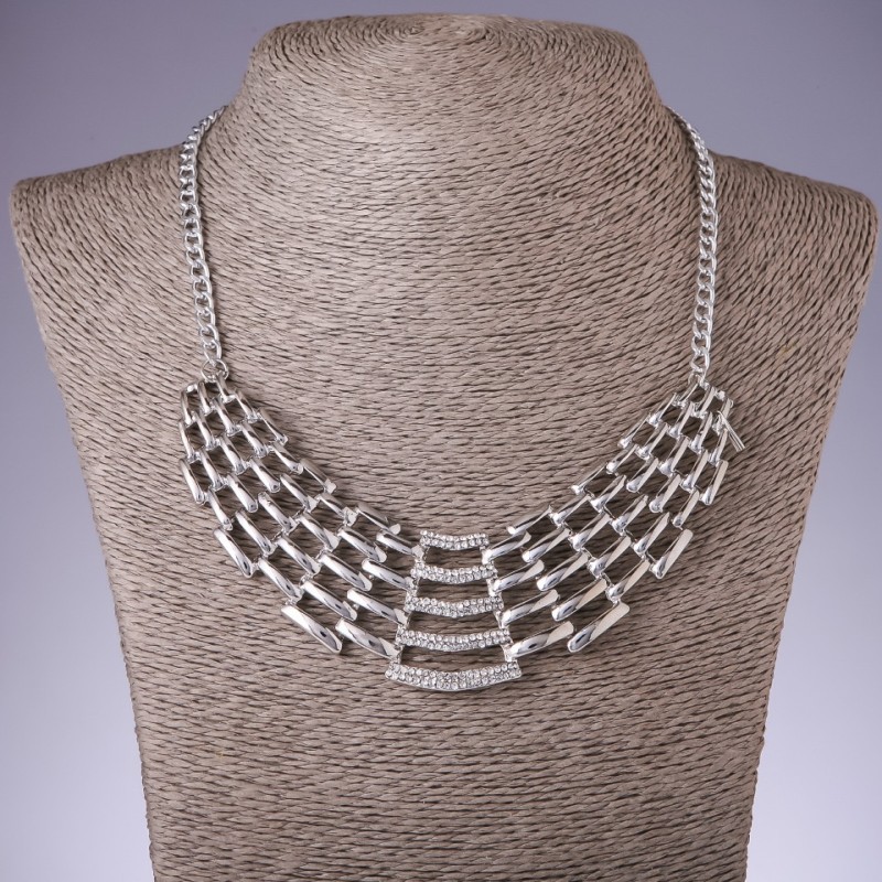 Hi-tech necklace in Roman style, length 42-48 cm, gray metal
