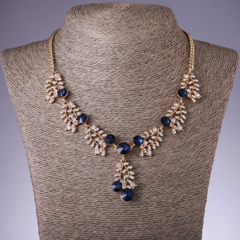 Necklace with blue crystals 'Branches', length 42-50 cm
