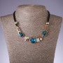 Necklace on cords with turquoise crystals "Geometry", length 40-48 cm