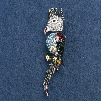Discount! Brooch 'Cockatoo' 7x1.5 cm gray metal
