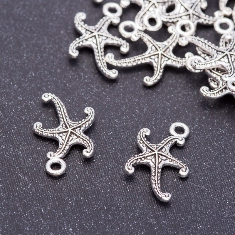 Sea Star Pendant, 12 mm diameter, 18 mm length, 5 mm hole, packaging 20 g +/- 26 pcs