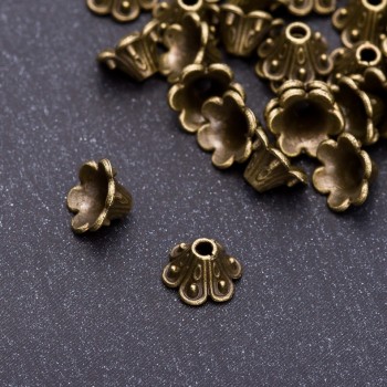 Hat-shaped bead end cap for beads, dimensions 5x8x3 mm, hole diameter 5 mm, packaging 20 g +- 32 pcs