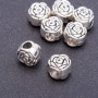Rose Bead Insert Pandora-Style Findings, 11×8 mm diameter, 9 mm length, hole diameter 5 mm, packaging 20 g + 7 pcs