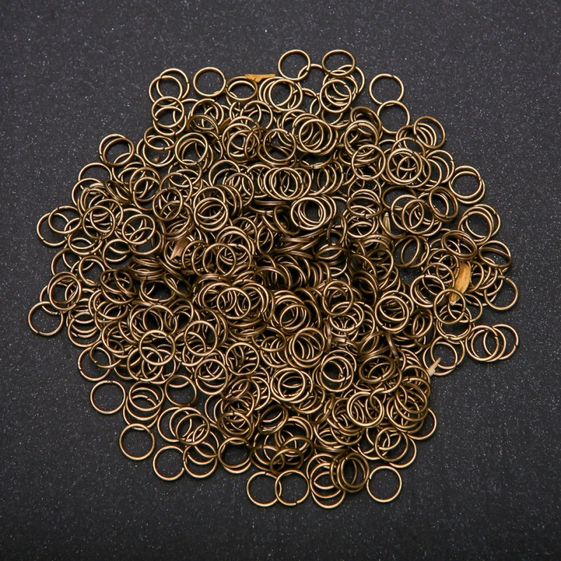 Bronze-colored connecting rings, diameter 6.5 mm, pack 30 g