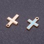 Pendant finding 'Cross' blue enamel with gold finish, diameter 11 mm, length 17 mm, through-holes 10 pcs