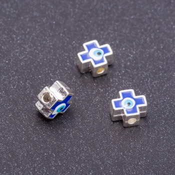 Bead Insert Finding 'Cross' Gold, diameter 7mm, length 7mm, through-hole, 9 pcs