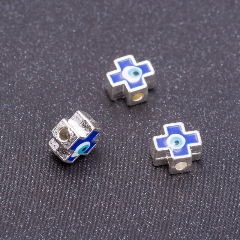 Bead Insert Finding 'Cross' Gold, diameter 7mm, length 7mm, through-hole, 9 pcs