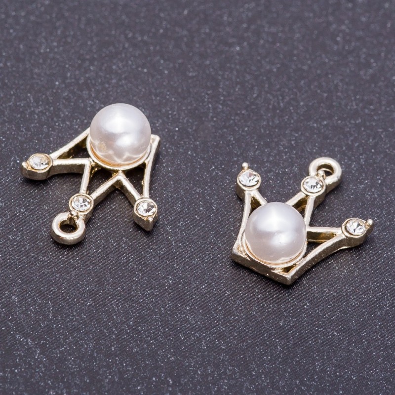 Pendant finding 'Crown', diameter 16 mm, length 18 mm, through-hole 5 mm, 4 pcs