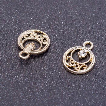 Pendant findings 'East' lemon-silver, diameter 13mm, length 17mm, hole Ø3mm, finish 7 pcs