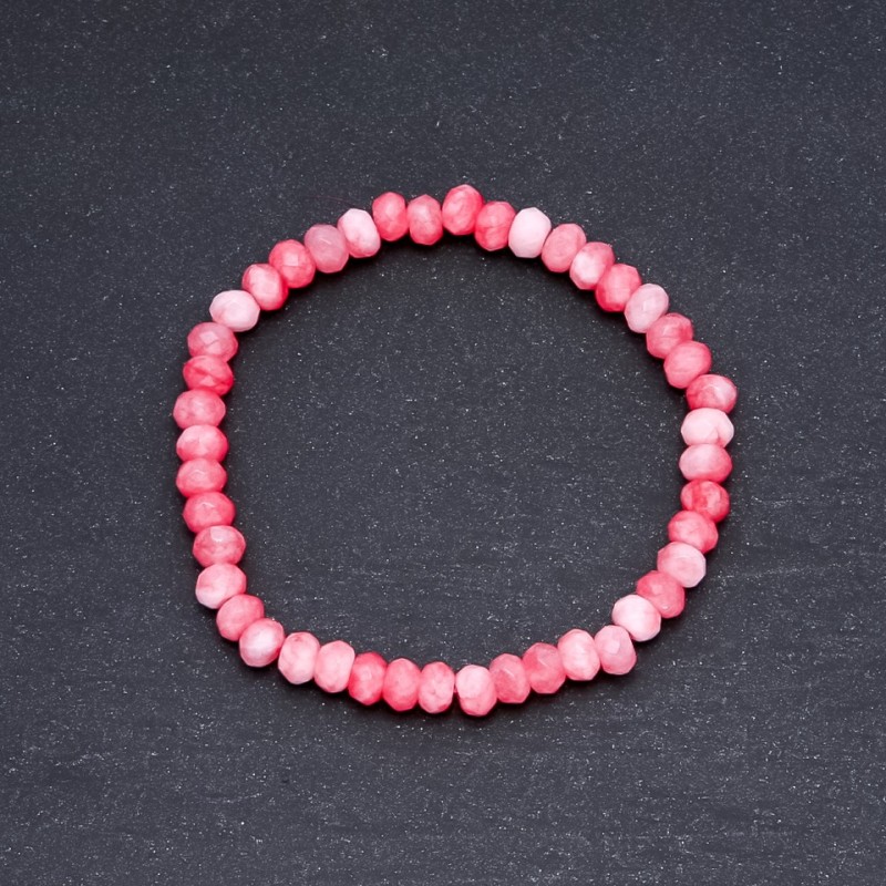Bracelet "Tourmaline" (imit.) white-pink calico, diameter 6x4 mm on elastic