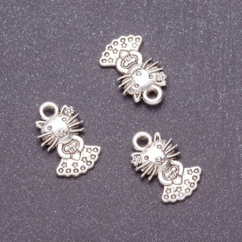 Kitty Pendant Findings, diameter 10mm, length 17mm, packaging 20 g +/- 21 pcs