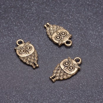 Pendant hardware Owl, bronze color, 9x18 mm, packaging 20 g +/- 18 pcs