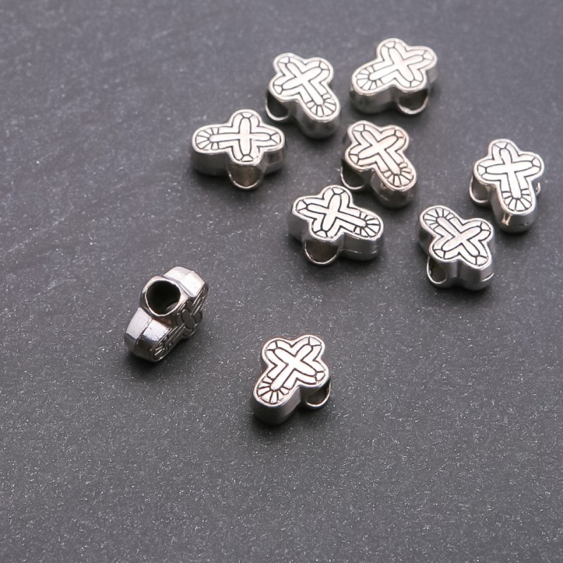 Pandora Cross Bead, diameter 4.5 mm, length 14x9 mm, finish 20 g +/- 9 pcs