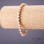 Xuping Bracelet with White Heart-Shaped Stones, Length 18–20 cm, Thickness 6.5 mm, Gold Color