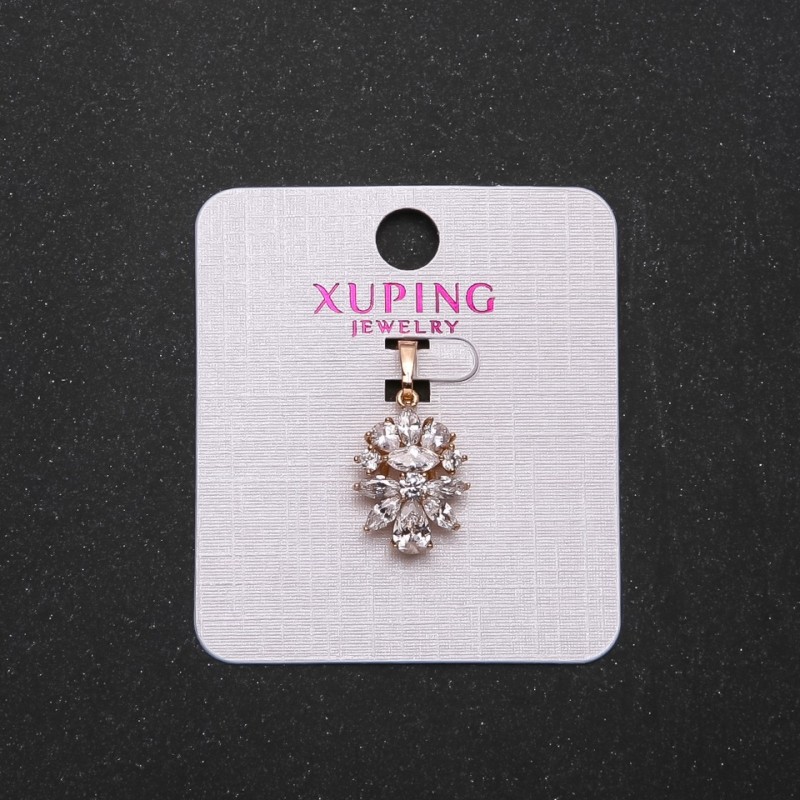 Xuping Pendant with White Stones, 18×13 mm Diameter, 2.3 cm Length, Gold Color