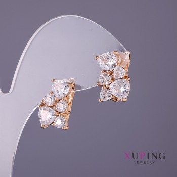 Discount! Xuping earrings with white stones, 10 mm diameter, 15 mm length, gold color