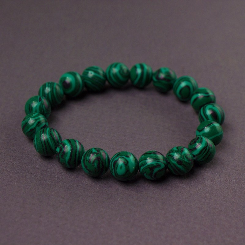 Malachite Bracelet (pressed) smooth bead, diameter 12mm