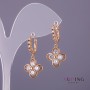 Xuping Earrings with White Flower Stones, 2mm and 14mm Diameters, 14mm Length, Gold Color