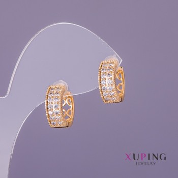 Discount! Xuping White Crystal Earrings, 5 mm diameter, 15 mm length, Gold color