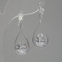 Earrings 'Itaoliao' Crystal Drops, 14 mm diameter, 31 mm length, Silver color