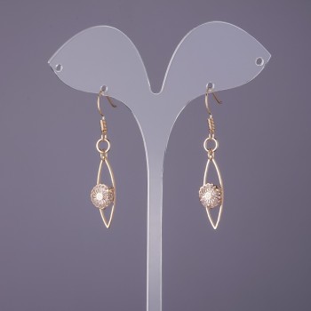 Earrings 'Itaolyao' with crystals, diameter 9mm, length 47mm, color gold