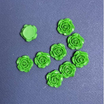 Sale! Green Rose acrylic cabochon, 18 mm diameter, packaging: pcs