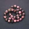 Rhodonite natural stone beads, smooth round 12mm, on thread, length ±38 cm