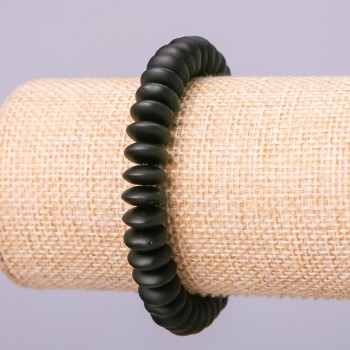 Shungite Elastic Bracelet (named after ) Smooth Rondel, diameter 10×4.5 mm, length 18 cm +