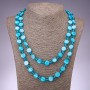 Long Necklace with Blue Mother-of-Pearl Coin, 120 cm