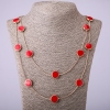 Long-chain necklace with red coin, length 66–70 cm