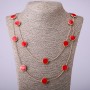 Long-chain necklace with red coin, length 66–70 cm