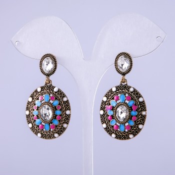 Earrings 'Myroslava' blue enamel 42x24mm