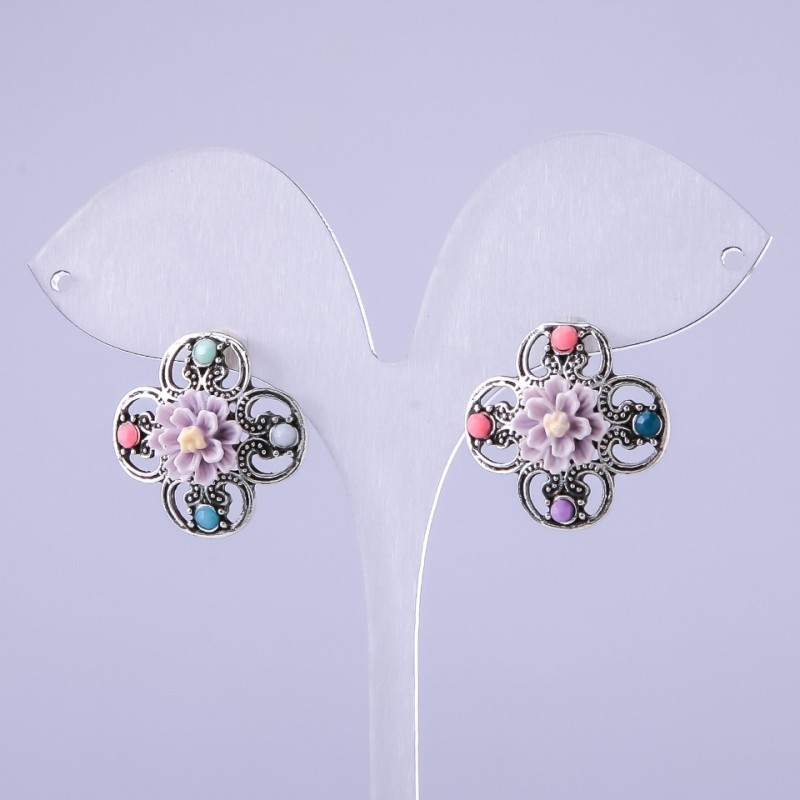 Earrings 'Asters' cream, diameter 22mm