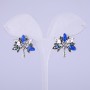 Tree Earrings with Blue Crystals 22x22mm
