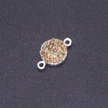 Gold Druzy Connector Acrylic Silver, diameter 14mm, thickness 3mm