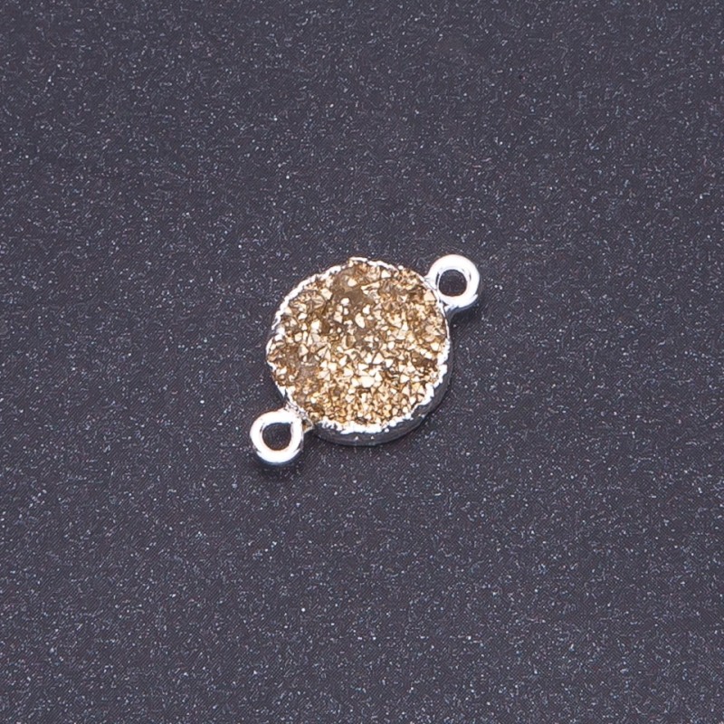 Gold Druzy Connector Acrylic Silver, diameter 14mm, thickness 3mm
