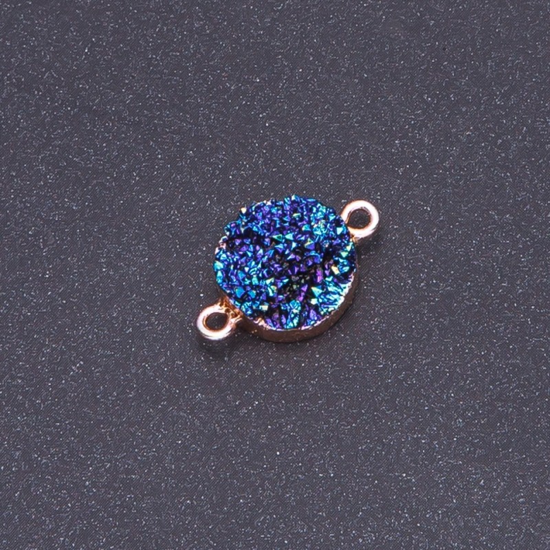 Blue connector "Cosmos" "Druza" acrylic "gold", diameter 14mm L3mm