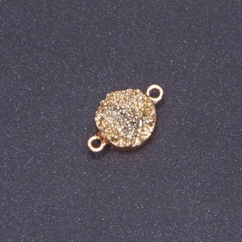 Gold Druzy Acrylic Connector, gold, diameter 14mm, thickness 3mm