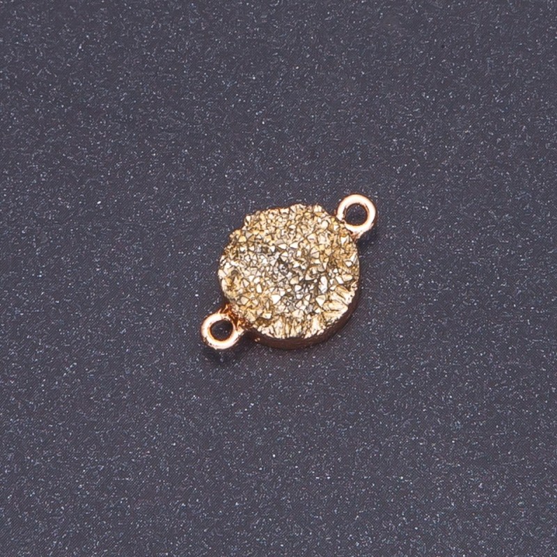 Gold Druzy Acrylic Connector, gold, diameter 14mm, thickness 3mm