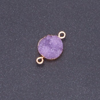 Lilac Druzy Connector Acrylic 'Gold', 14mm diameter, 3mm length