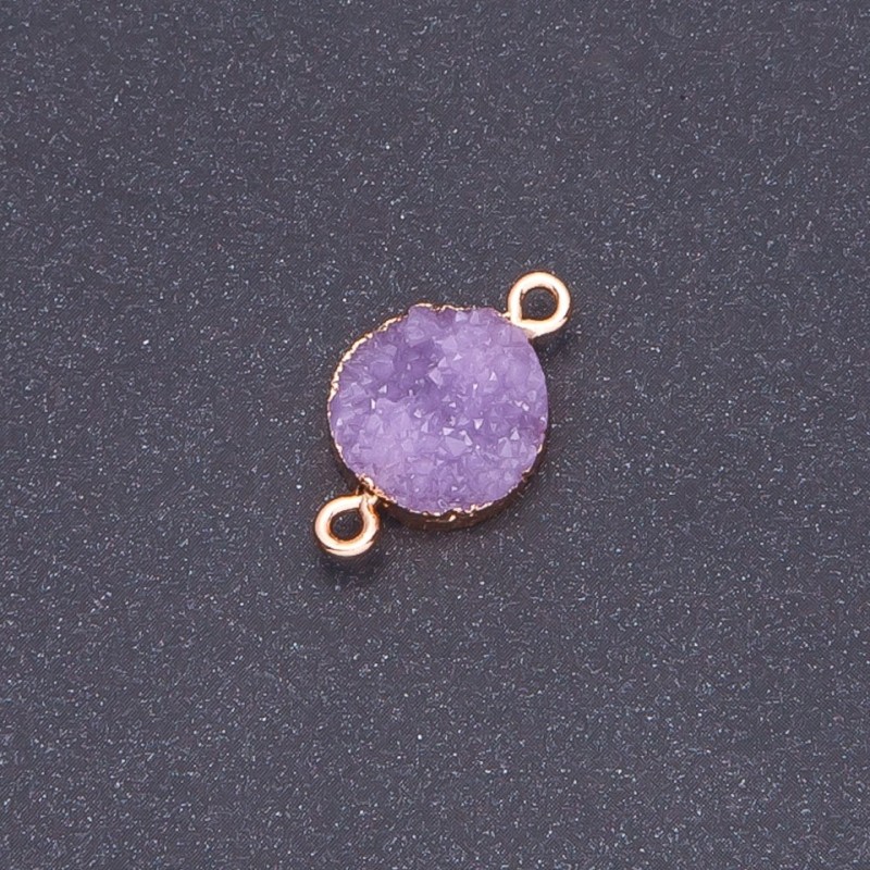 Lilac Druzy Connector Acrylic 'Gold', 14mm diameter, 3mm length