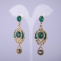 Earrings in Eastern style with green crystals, 65 mm long