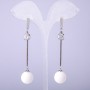 Long earrings "Powder" white, diameter 14mm, length 70mm