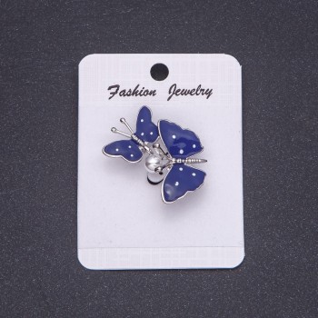 Discount! Brooch 'Polka-dot Butterflies' blue enamel 33×25mm