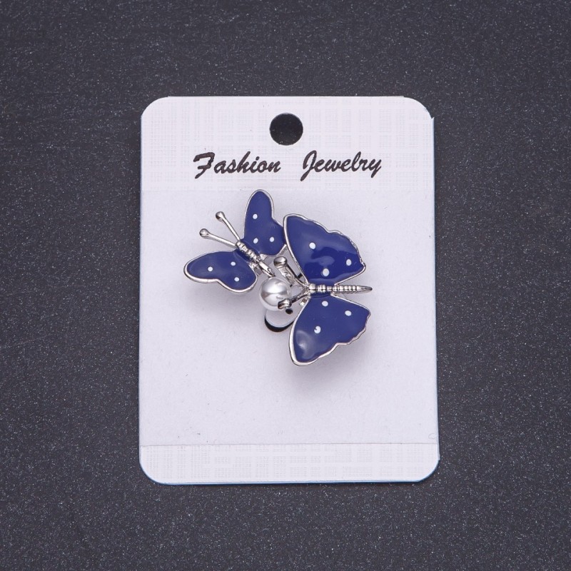 Discount! Brooch 'Polka-dot Butterflies' blue enamel 33×25mm