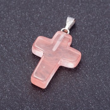 Cross Pendant, Tourmaline Stone 18x27mm