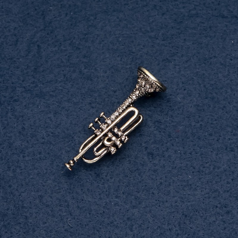 Brooch from the Musical Series 'Trumpet' 48×16mm, bronze color